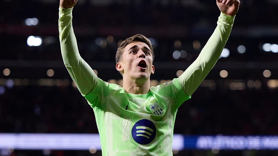 Gavi celebrating a goal for Barcelona.