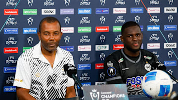 Cavalier FC coach Rudolph Speid and defender Jeovanni Laing answer reporters’ questions Wednesday. The Jamaican squad plays at Inter Miami tonight in a Concacaf Champions Cup match.