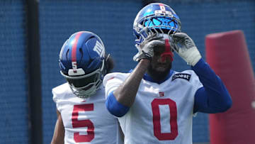 East Rutherford, NJ -- June 5, 2025 -- Linebackers, Kayvon Thibodeaux and Brian Burns as the New York Giants players participate in their 2025 OTAÕs at the Quest Diagnostic Giants Training Center in East Rutherford.