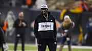 Nov 22, 2025; Boulder, Colorado, USA; Colorado Buffaloes head coach Deion Sanders before the game against the Arizona State Sun Devils at Folsom Field. Mandatory Credit: Ron Chenoy-Imagn Images