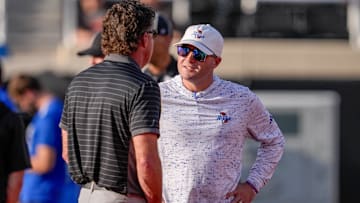 Oklahoma State head coach Mike Gundy and Tulsa head coach Tre Lamb 