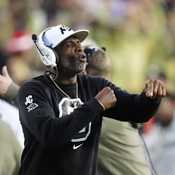 Nov 1, 2025; Boulder, Colorado, USA; Colorado Buffaloes reacts in the first quarter against the Arizona Wildcats at Folsom Field. Mandatory Credit: Ron Chenoy-Imagn Images