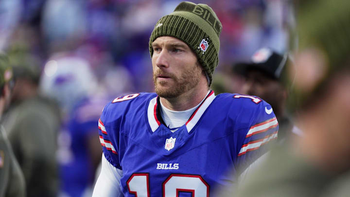 Buffalo Bills punter Mitch Wishnowsky walks towards the bench during first half action against the Kansas City Chiefs at Highmark Stadium in Orchard Park on Nov. 2, 2025.