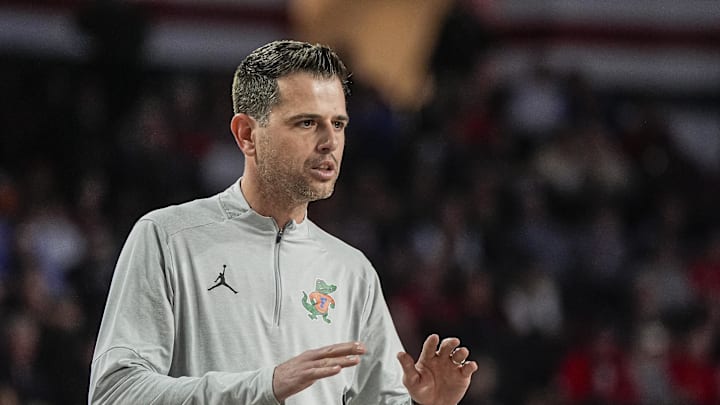 Feb 11, 2026; Athens, Georgia, USA; Florida Gators head coach Todd Golden reacts on the bench against the Georgia Bulldogs during the second half at Stegeman Coliseum. Mandatory Credit: Dale Zanine-Imagn Images