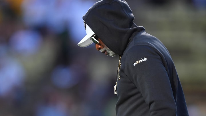 Aug 29, 2024; Boulder, Colorado, USA; Colorado Buffaloes head coach Deion Sanders before the game against the North Dakota State Bison at Folsom Field. Mandatory Credit: Ron Chenoy-USA TODAY Sports