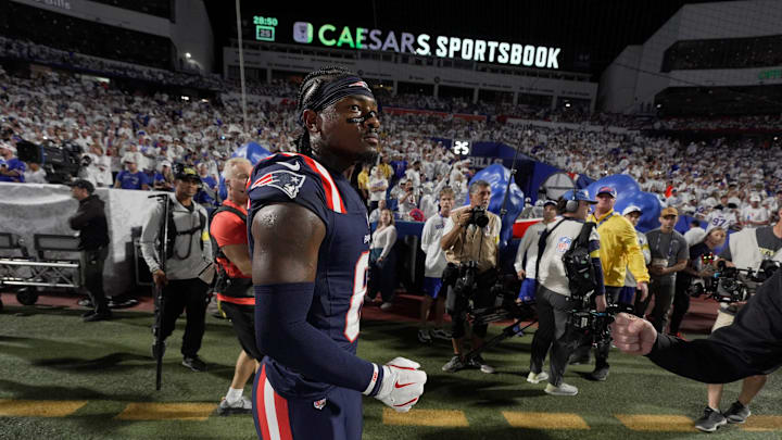 Former Bills Stefon Diggs looks around the stadium before heading in after team warmups before the Bills home game against the New England Patriots at Highmark Stadium in Orchard Park on Oct. 5, 2025. Former Bills Stefon Diggs looks around the stadium before heading in after team warmups before the Bills home game against the New England Patriots at Highmark Stadium in Orchard Park on Oct. 5, 2025.