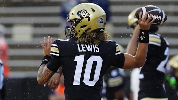 Colorado Buffaloes quarterback Julian Lewis (10) before the game against the Georgia Tech Yellow Jackets