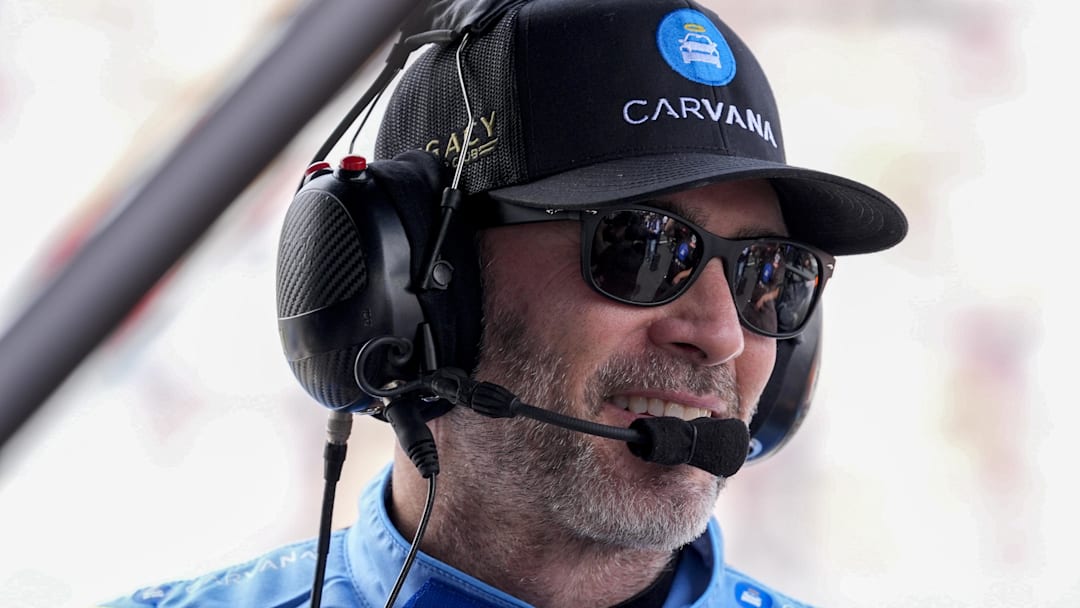 May 24, 2025; Concord, North Carolina, USA; NASCAR Cup Series driver Jimmie Johnson (84) during qualifying at Charlotte Motor Speedway.