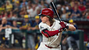Arizona Diamondbacks outfielder Jake McCarthy (31) at bat in the fifth inning for a game against the Milwaukee Brewers at Chase Field. 