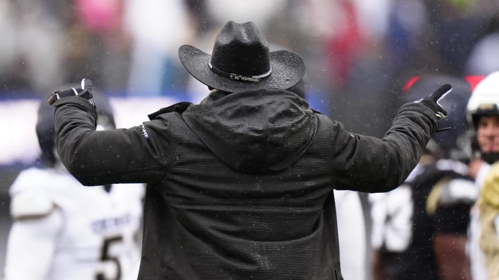 Colorado Buffaloes head coach Deion Sanders during a spring game event at Folsom Field. 