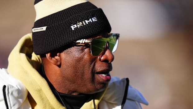 Colorado Buffaloes head coach Deion Sanders before the game against the Oklahoma State Cowboys at Folsom Field.