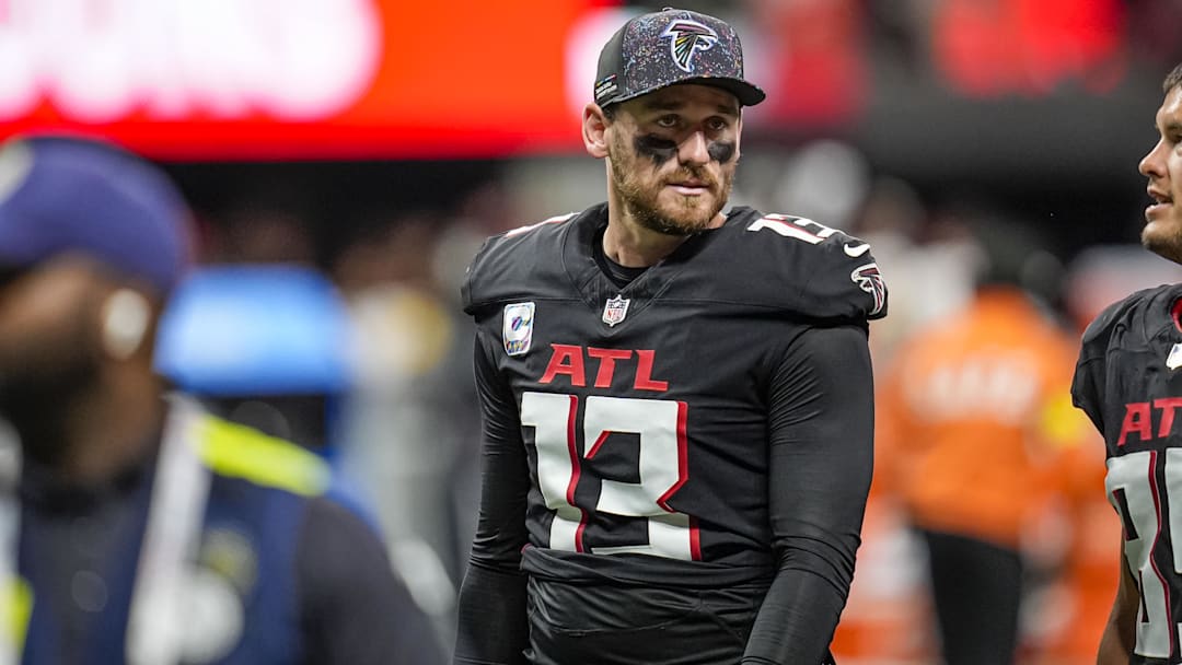 Atlanta Falcons punter Bradley Pinion on the field during the game against the Washington Commanders at Mercedes-Benz Stadium during the 2025 season. Atlanta Falcons punter Bradley Pinion on the field during the game against the Washington Commanders at Mercedes-Benz Stadium during the 2025 season.