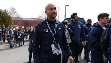 Apr 21, 2018; University Park, PA, USA; American actor Keegan-Michael Key arrives with the Penn State Nittany Lions team prior to the Blue-White spring game at Beaver Stadium.