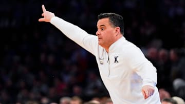 Xavier Musketeers head coach Sean Miller coaches in the second half of the NCAA Big East Conference Tournament quarterfinals.