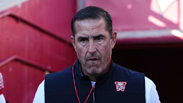 Oct 11, 2025; Madison, Wisconsin, USA; Wisconsin Badgers head coach Luke Fickell leads his team out of the tunnel at Camp Randall Stadium. Mandatory Credit: Ross Harried-Imagn Images