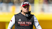 Texas Tech Red Raiders head coach Joey McGuire against the Arizona State Sun Devils at Mountain America Stadium.