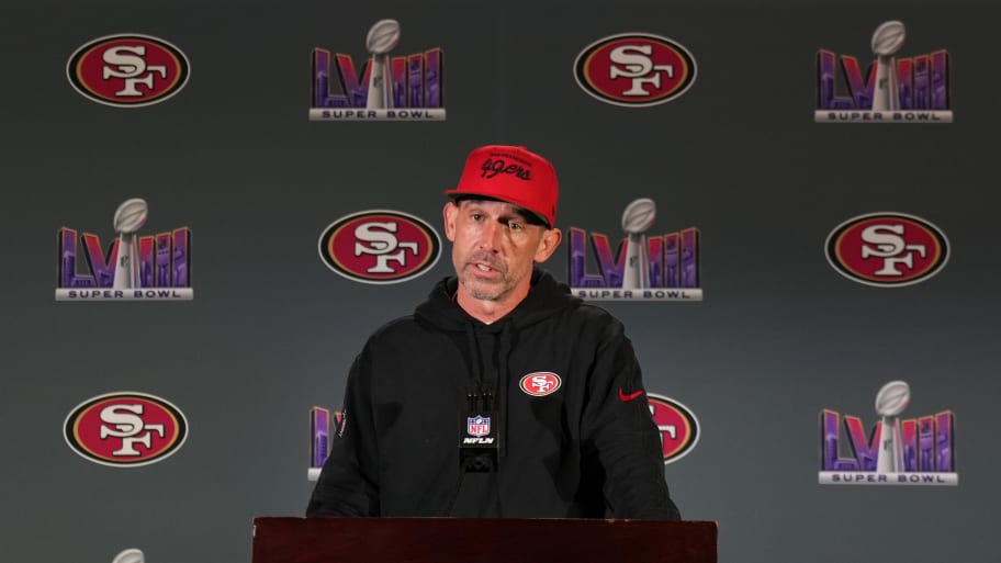 Feb 8, 2024; Las Vegas, NV, USA; San Francisco 49ers head coach Kyle Shanahan during a press conference before Super Bowl LVIII at Hilton Lake Las Vegas Resort and Spa. Mandatory Credit: Kyle Terada-USA TODAY Sports | Kyle Terada-USA TODAY Sports