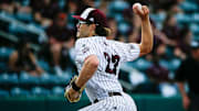 Missouri State starting pitcher Eric Loomis delivers a pitch to the plate as the Bears took on the Mizzou Tigers at Hammons Field on Tuesday, April 16, 2024