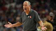 Houston Cougars coach Kelvin Sampson, shown here reacting during Saturday's Final Four semifinal victory over the Duke Blue Devils,  hopes to lead his team to the program's first national championship Monday night in San Antonio against the slightly favored Florida Gators in the Alamadome.
