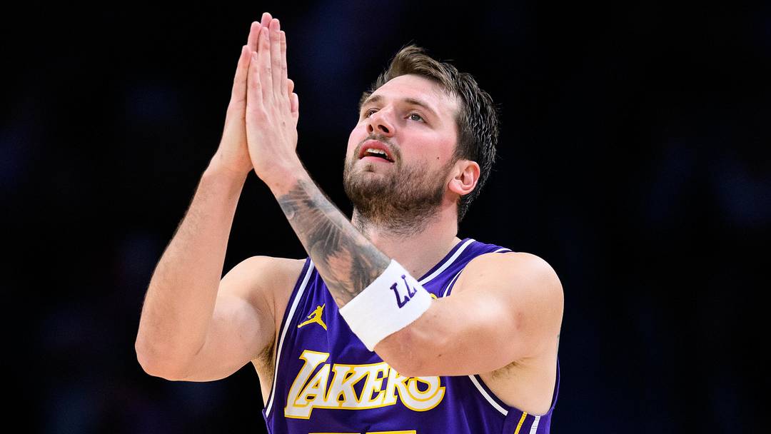Mar 27, 2026; Los Angeles, California, USA; Los Angeles Lakers guard Luka Doncic (77) gestures during the second half against the Brooklyn Nets at Crypto.com Arena. Mandatory Credit: William Liang-Imagn Images Mar 27, 2026; Los Angeles, California, USA; Los Angeles Lakers guard Luka Doncic (77) gestures during the second half against the Brooklyn Nets at Crypto.com Arena. Mandatory Credit: William Liang-Imagn Images