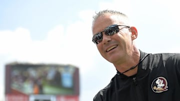 Sep 20, 2025; Tallahassee, Florida, USA; Florida State Seminoles head coach Mike Norvell before the game against the Kent State Golden Flashes at Doak S. Campbell Stadium. Mandatory Credit: Melina Myers-Imagn Images