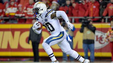 Dec 13, 2018; Kansas City, MO, USA; Los Angeles Chargers defensive back Desmond King (20) returns the opening kickoff during the first half against the Kansas City Chiefs at Arrowhead Stadium. Mandatory Credit: Denny Medley-Imagn Images