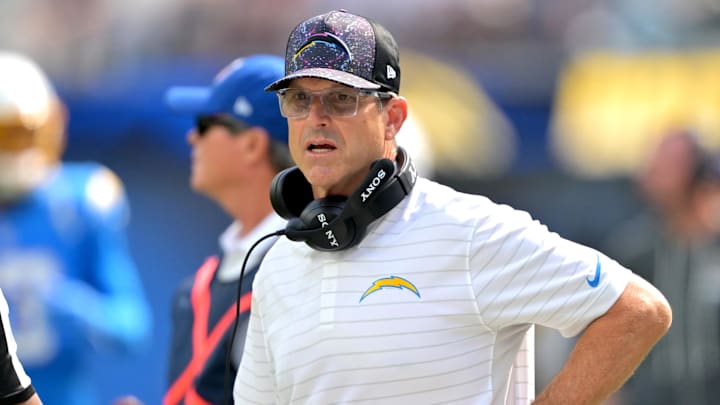 Chargers head coach Jim Harbaugh