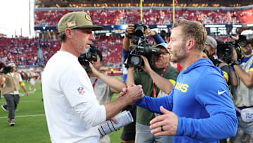 Los Angeles Rams head coach Sean McVay (R) and San Francisco 49ers head coach Kyle Shanahan (L)