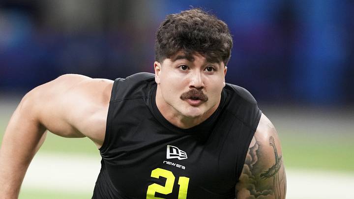 Feb 26, 2026; Indianapolis, IN, USA;  Texas Tech linebacker Jacob Rodriguez (LB21) during the NFL Scouting Combine at Lucas Oil Stadium. 