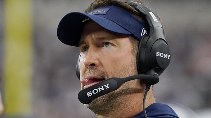 Dallas Cowboys head coach Brian Schottenheimer looks on during the first quarter at AT&T Stadium.