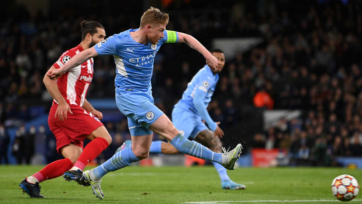 Kevin De Bruyne said Atletico Madrid played 'five at the back and five in midfield' at the Etihad Stadium Kevin De Bruyne said Atletico Madrid played 'five at the back and five in midfield' at the Etihad Stadium