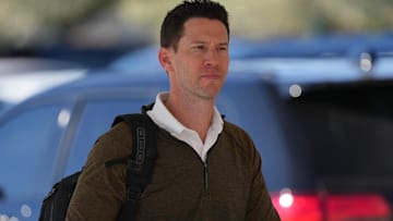 Boston Red Sox Chief Baseball Officer Craig Breslow arrives during a spring training workout.