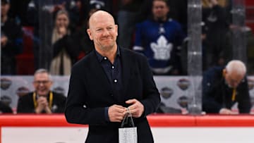 Nov 19, 2023; Stockholm, SWE; Mats Sundin during a Global Series NHL hockey game between the Toronto Maple Leafs and the Minnesota Wild at Avicii Arena. Mandatory Credit: Per Haljestam-Imagn Images