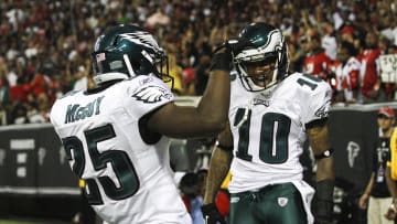 September 18, 2011; Atlanta, GA, USA; Philadelphia Eagles running back LeSean McCoy (25) celebrates