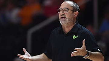 South Florida Women's Basketball Coach Jose Fernandez during the NCAA women's basketball game between the Tennessee Lady Vols and South Florida Bulls in Knoxville, Tenn. Monday, November 15, 2021.

Kns Lady Hoops Usf