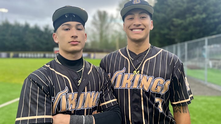 Puyallup pitcher and Oregon State University signee Mason Pike, right, is the 2025 Gatorade state baseball player of the year. Puyallup pitcher and Oregon State University signee Mason Pike, right, is the 2025 Gatorade state baseball player of the year.