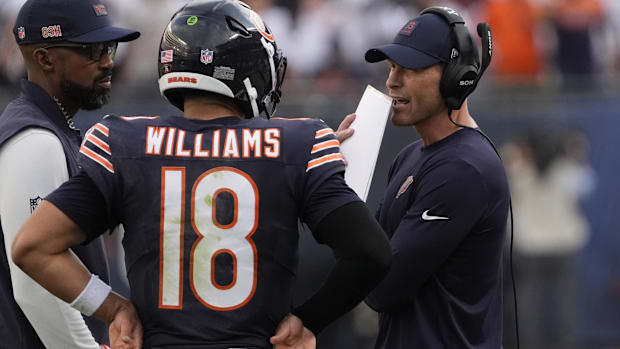 Chicago Bears quarterback Caleb Williams and coach Ben Johnson