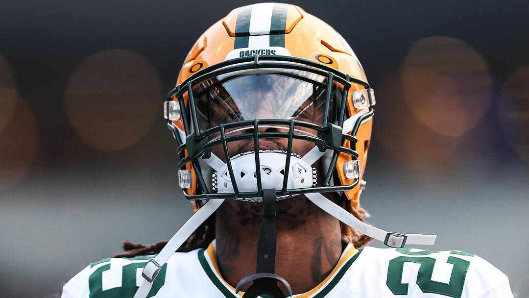 Jan 12, 2025; Philadelphia, Pennsylvania, USA; Green Bay Packers safety Xavier McKinney (29) before action against the Philadelphia Eagles in an NFC wild card game at Lincoln Financial Field. Mandatory Credit: Bill Streicher-Imagn Images