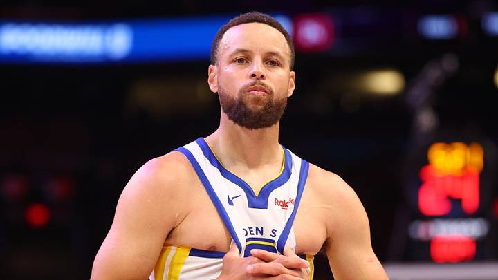 Apr 17, 2026; Phoenix, Arizona, USA; Golden State Warriors guard Stephen Curry (30) reacts against the Phoenix Suns during the play-in rounds of the 2026 NBA Playoffs at Mortgage Matchup Center. Mandatory Credit: Mark J. Rebilas-Imagn Images