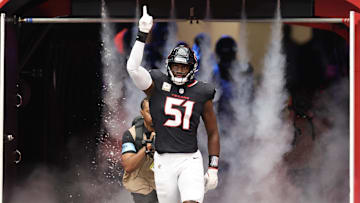 Nov 24, 2024; Houston, Texas, USA; Houston Texans defensive end Will Anderson Jr. (51) his introduced  before playing against the Tennessee Titans at NRG Stadium. Mandatory Credit: Thomas Shea-Imagn Images