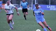 Lourdes Academy sophomore forward Veronica Aguilar brings the ball deep into Wesley Chapel Cypress Creek territory during a Class 5A girls soccer semifinal on Wednesday at Lake Myrtle Park in Auburndale. 