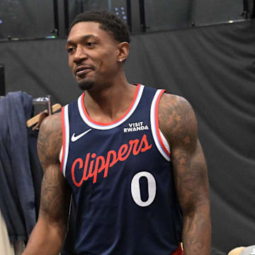 Sep 29, 2025; Inglewood, CA, USA; Los Angeles Clippers guard Bradley Beal (0) photographed during media day at Intuit Dome. Mandatory Credit: Jayne Kamin-Oncea-Imagn Images