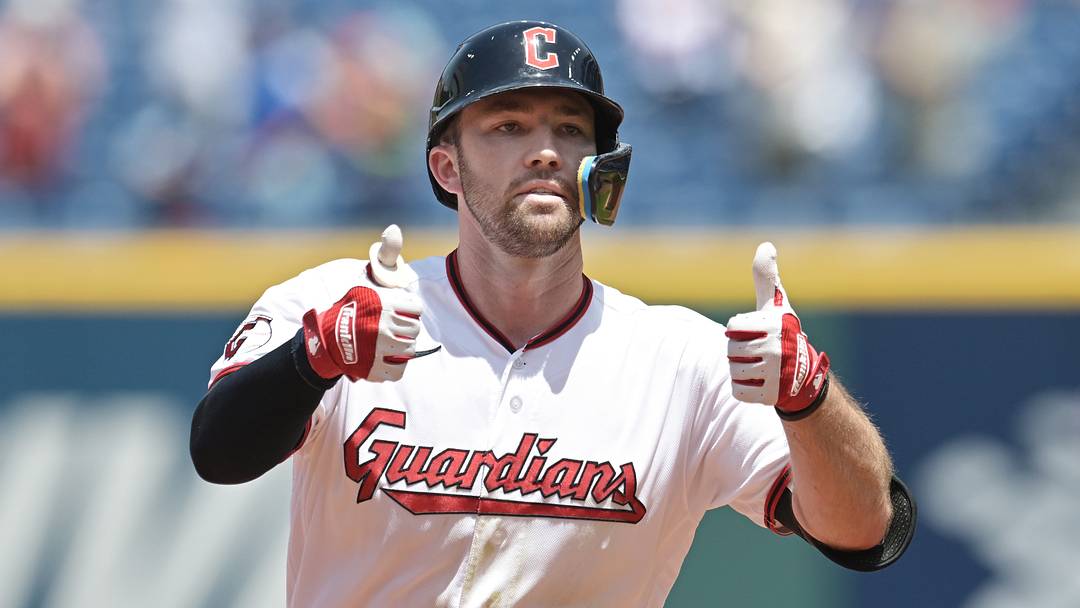 Jul 1, 2026; Cleveland, Ohio, USA; Cleveland Guardians left fielder David Fry (6) rounds the bases after hitting a home run during the second inning against the Texas Rangers at Progressive Field. Mandatory Credit: Ken Blaze-Imagn Images Jul 1, 2026; Cleveland, Ohio, USA; Cleveland Guardians left fielder David Fry (6) rounds the bases after hitting a home run during the second inning against the Texas Rangers at Progressive Field. Mandatory Credit: Ken Blaze-Imagn Images