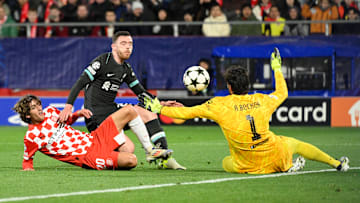 Bryan Gil goes close to scoring against Liverpool in the first half