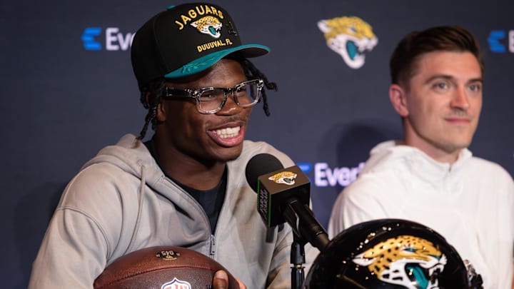 Jacksonville Jaguars first round draft pick Travis Hunter. Jacksonville Jaguars first round draft pick Travis Hunter.