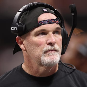 Sep 28, 2025; Atlanta, Georgia, USA; Washington Commanders head coach Dan Quinn Mandatory Credit: Brett Davis-Imagn Images