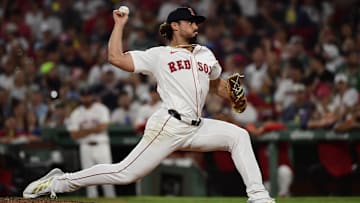 Jun 30, 2025; Boston, Massachusetts, USA; Boston Red Sox relief pitcher Jordan Hicks pitches during the eighth inning against the Cincinnati Reds at Fenway Park. Mandatory Credit: Bob DeChiara-Imagn Images