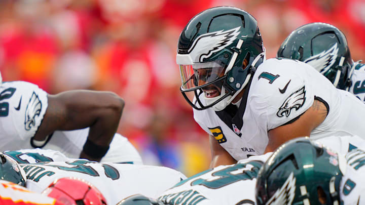 Philadelphia Eagles quarterback Jalen Hurts is a great bet to find the end zone this week against the Rams.