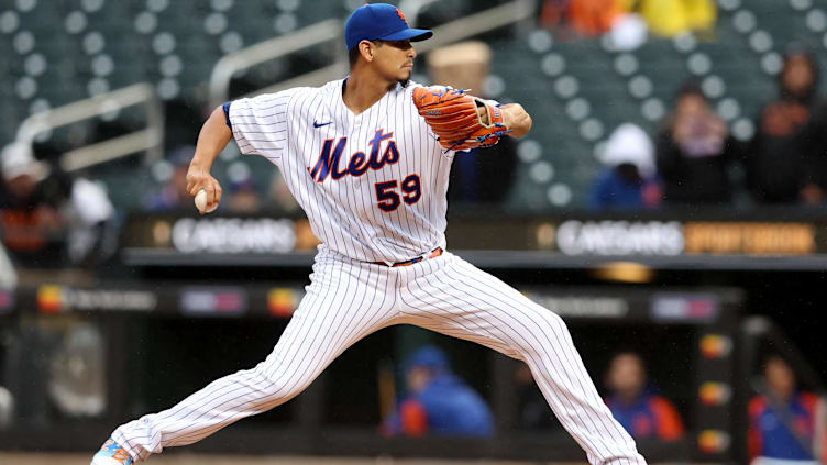 Oct 4, 2022; New York City, New York, USA; New York Mets starting pitcher Carlos Carrasco (59)