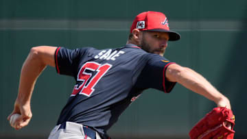 Atlanta Braves pitcher Chris Sale throws during a spring training workout Thursday, Feb. 27th at CoolToday Park in North Port.